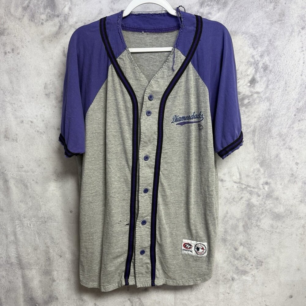 Vintage Arizona Diamondbacks Shirt Mens 2XL Gray Button Up MLB